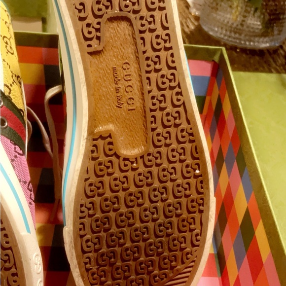 GUCCI Tennis 1977 Multi Color GG Canvas High Size 11 - Picture 3 of 7